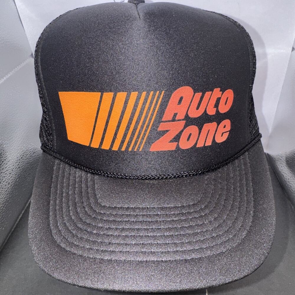 Auto Zone VTG Mesh Foam Trucker Hat Black Cobra Snapback Adjustable